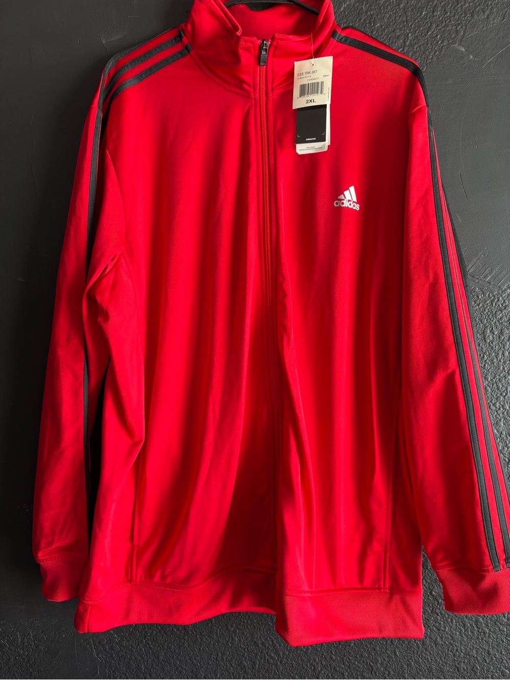 adidas Red Men’s Track Jacket with Black Stripes